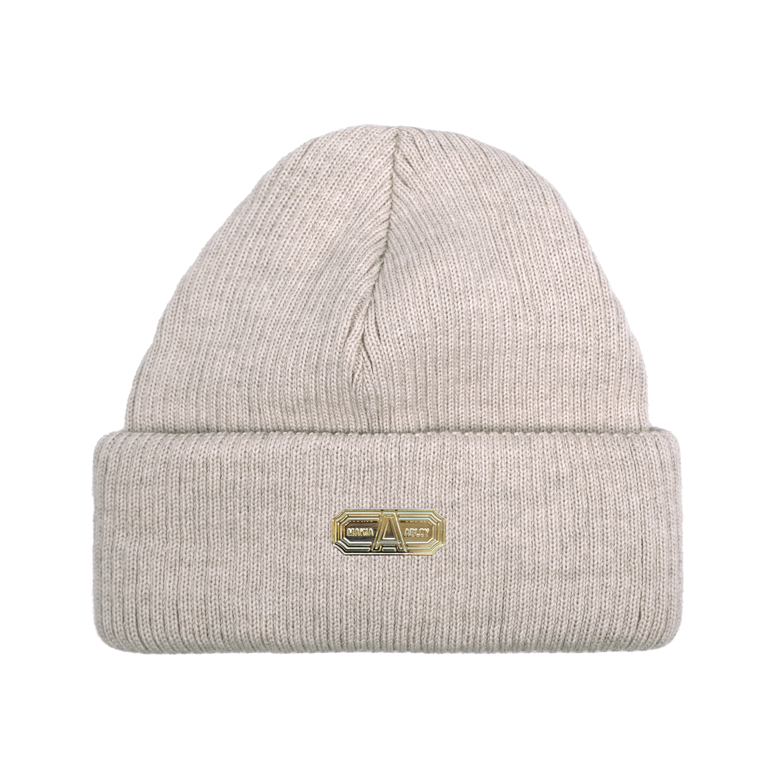 Ribbed Merino wool beanie with Collaboration branding.