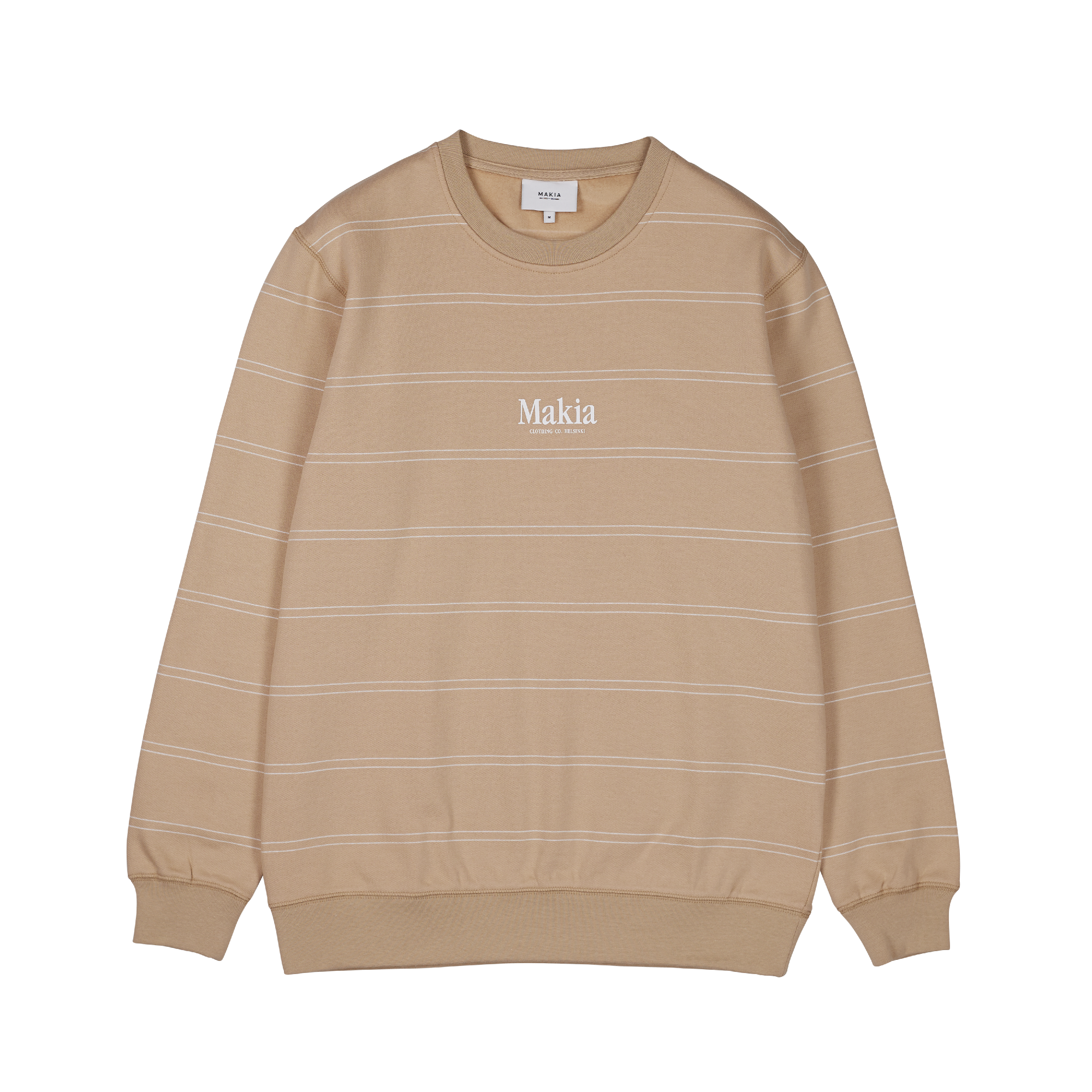 A regular fitting striped sweatshirt with a Makia logo print on chest.